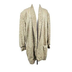 VTG 80s In Transit New York Suede Blazer Womens L Oversized Animal Print Pockets